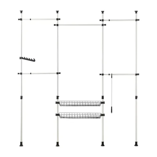 Teleskopinė Drabužių Spintos Sistema | Teleskopinis Strypas ir Lentyna
