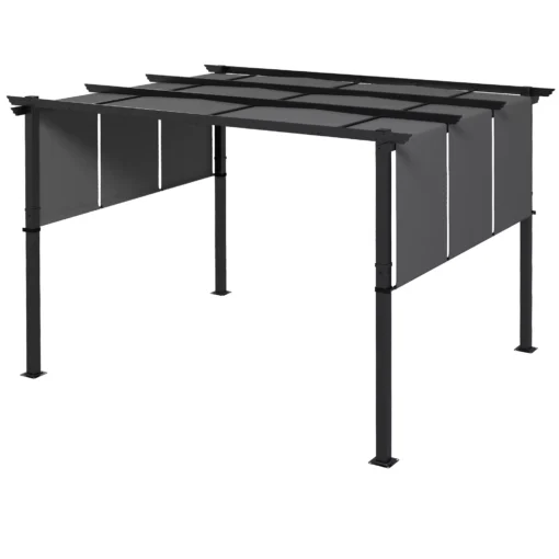 Pergola pavėsinė 3,5x3 m su šonine sienele ir terasos stogu, tamsiai pilka