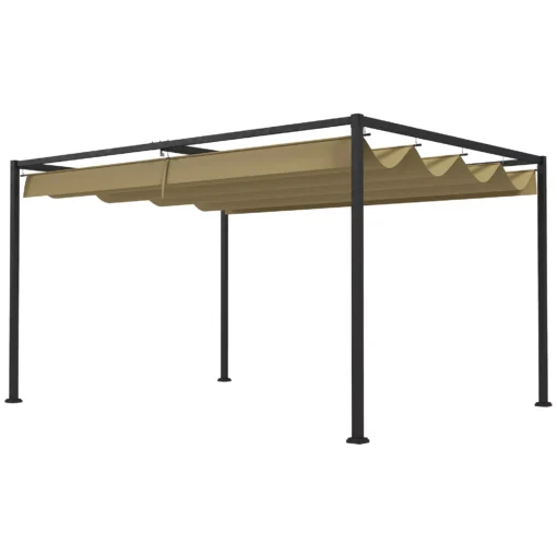 Pergola paviljonas 4x3 m su reguliuojamu stogu, chaki spalvos