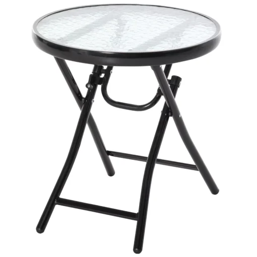 Sulankstomas sodo staliukas, metalinis, juodas Ø45cm