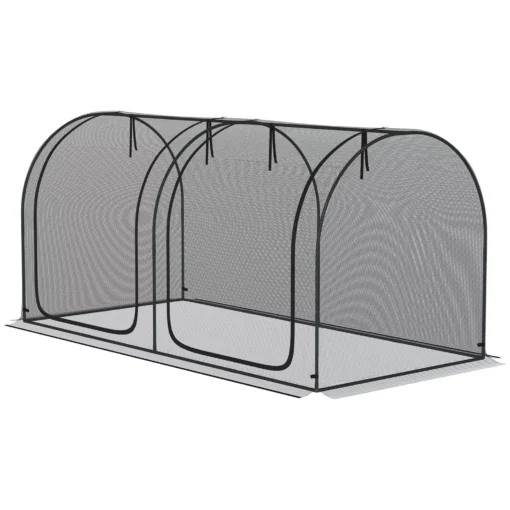 Augalų Apsaugos Tinklas 2,5 x 1,2 m | Daržovių Apsaugos Tinklas su Durelėmis, Plieninis Rėmas, Vėjo Nepraleidžiantis, Apsauga nuo Vabzdžių, Sodo Tinklelis Augalams, Daržovėms, Vaisiams, Gėlėms
