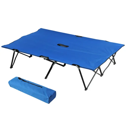 Sulankstoma turistinė lova 2 asmenims iki 136 kg, mėlyna 193x125x40cm