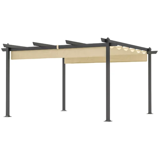 Paviljonas pergola 4x4 m su reguliuojamu stogu, smėlio spalvos