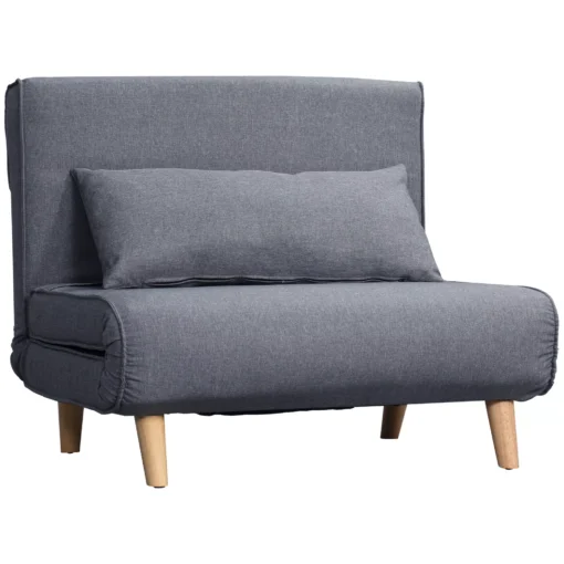 Viengulė sofa-lova maža, sulankstomas fotelis su reguliuojamu atlošu, pilka, 95x95x80cm