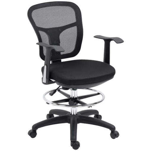 Ergonomiška rašomojo stalo kėdė su kojų atrama 95-115 cm - juoda