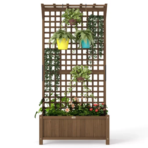 Pakelta Lysvės su Grotelėmis 90 x 45 x 183 cm | Skirta Sodui, Balkonui, Terasai, Gėlių Vazonams, Vijokliniams Augalams ir Augalų Krepšeliui