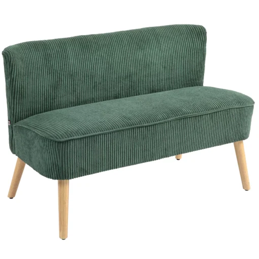 2 vietų sofa, medinės kojos, 117 x 56,5 x 77 cm, žalia