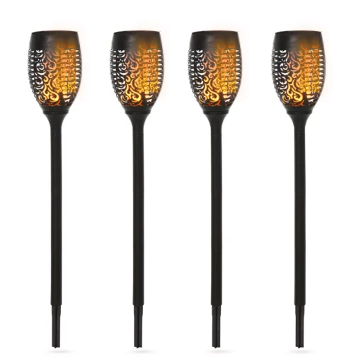 Saulės šviesos sodo saulės lempos, 4 vnt., 6-8 val. šviesos trukmė, IP44, Ø12xH72cm