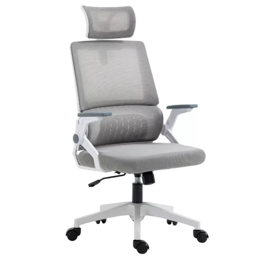 Ergonomiška biuro kėdė, reguliuojama galvos atrama ir porankiai