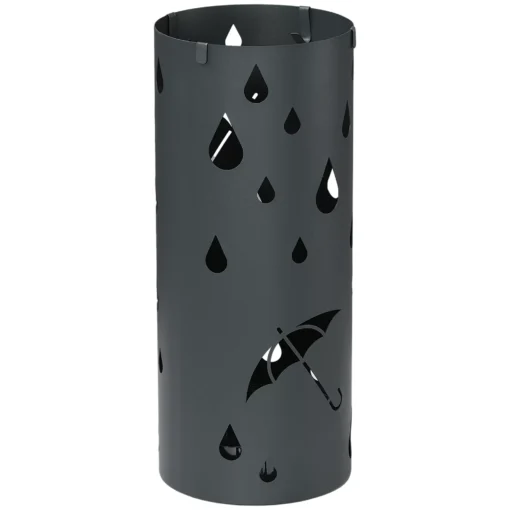 Skėčių stovas su 4 kabliukais ir nuimamu lašėjimo padėklu Ø17 x 41 cm, Tamsiai pilkas