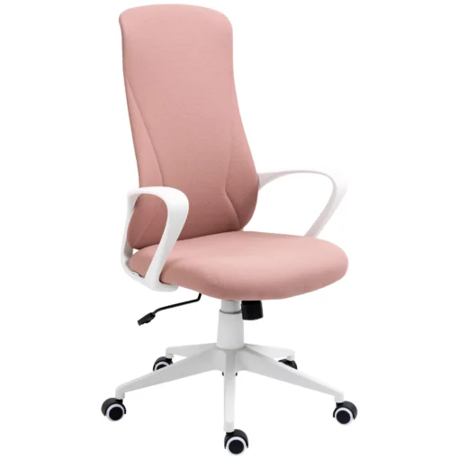 Ergonomiška biuro kėdė su porankiais, elastingas audinys, rožinė