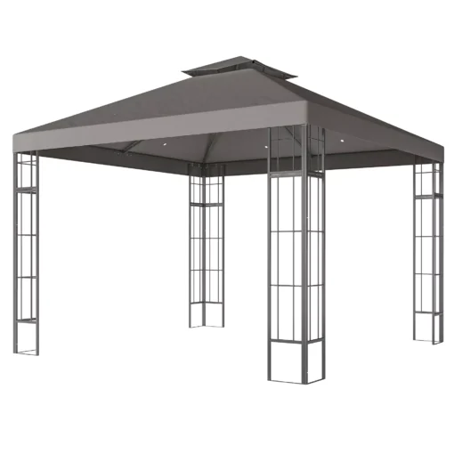 Lauko pavėsinė su dvigubu stogu, 3x3 m, tamsiai pilka