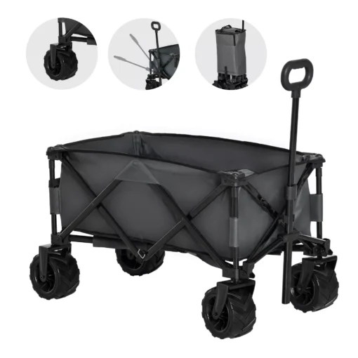 Sulankstomas rankinis sodo vežimėlis iki 70 kg, pilka 108x55x59-89cm