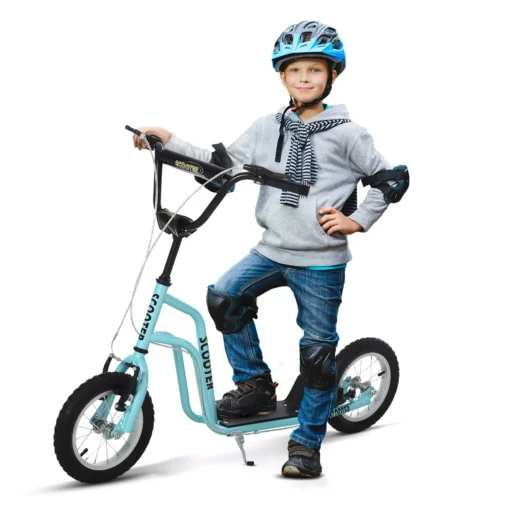 Pedalinis paspirtukas su pneumatinėmis padangomis 12 colių, nuo 5 metų, mėlynas, 120x58x75-80cm