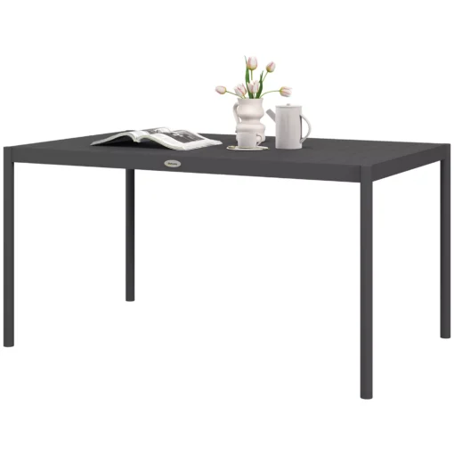 Sodo valgomojo stalas 6 asmenims - tamsiai pilkas 145 x 90 x 74 cm