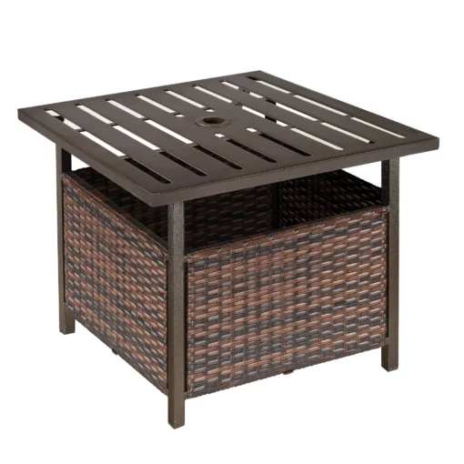 Sodo staliukas su skyle skėčiui 55,5 x 55,5 x 46 cm rudos spalvos