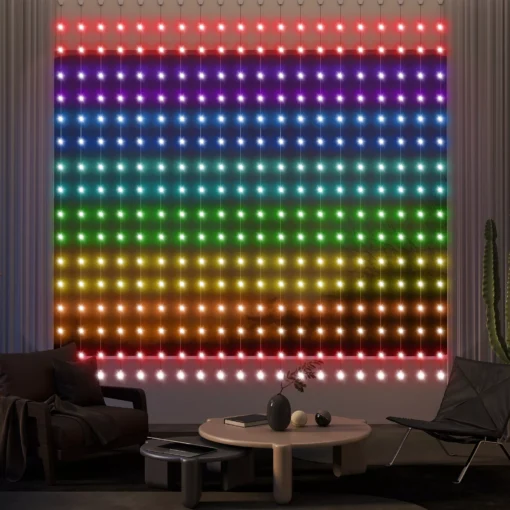 400 LED užuolaida su reguliuojamo ryškumo, muzikos sinchronizavimo režimais, laikmačio funkcija, IP44, 3 × 3 m