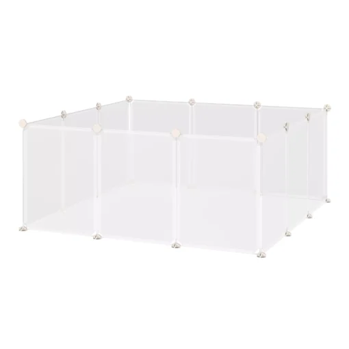 Tinklinis aptvaras mažiems naminiams gyvūnėliams, 12 plokščių viduje, baltas 105x105x45cm