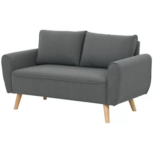 Dvivietė Sofa su 2 Pagalvėlėmis | Minkšta Velveto Sofa su 54 cm Giliomis Sėdynėmis ir Mediniu Rėmu, Skirta Svetainei, Miegamajam ir Biurui, 145 x 75 x 78 cm, Tamsiai Pilka
