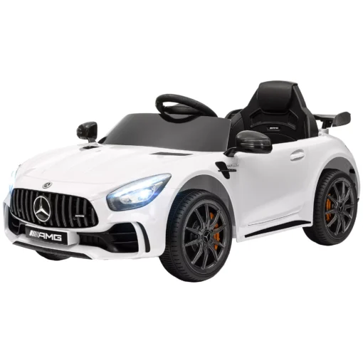 Vaikiškas elektrinis automobilis 12 V su 2.4G nuotolinio valdymo pulteliu, USB, MP3, žibintais, atbulinės eigos funkcija, 3-5 km/h, 3-6 metų vaikams, baltas