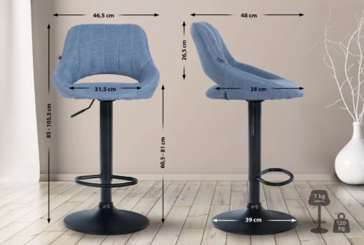 Baro kėdė "Milet", juodos spalvos audinys