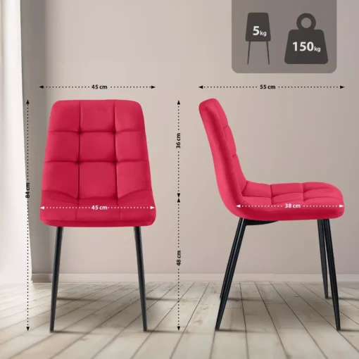 4 "Tilde" velvetinių valgomojo kėdžių rinkinys