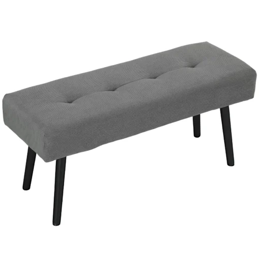 HOMCOM suoliukas su kordu, su sagomis puošta lova su metalinėmis kojomis, batų suoliukas, prieškambario baldai miegamajam, svetainei, prieškambariui 100 x 36 x 45 cm, pilka