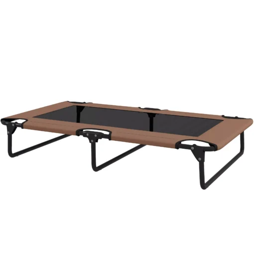 PawHut pakeliamas, sulankstomas šunų guolis, lauko šunų gultas su tinkliniu dizainu, orui pralaidus, dideliems šunims kavinės rudos spalvos Oxford 107 x 61 x 20 cm