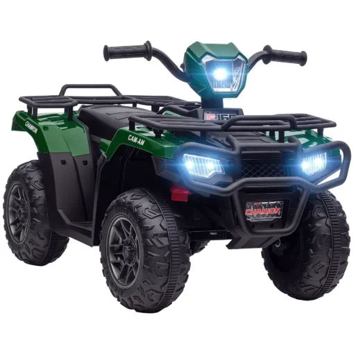 Elektrinis vaikiškas keturratis motociklas, su šviesos diodais ir muzika, skirtas vaikams nuo 3 metų, vaikiškas motociklas, juodas+žalias, 88 x 45 x 50 cm