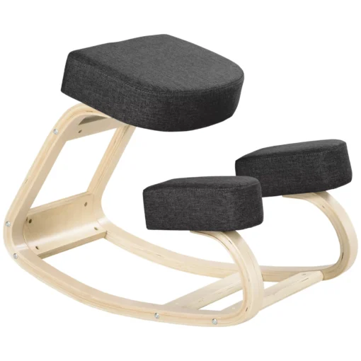 Vinsetto Kniestuhlė, Ergonomiškas Sėdimasis Pufas, Minkštas Pufas Sveikai Laikysenai Palaikyti, Beržo Mediena, 120 kg Keliamoji Galia, Juodas