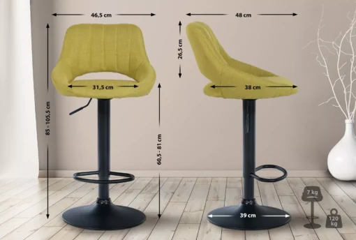 Baro kėdė "Milet", juodos spalvos audinys