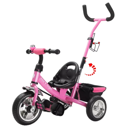 Vaikiškas triratukas Free Angel Pink Metal su tėvų rankena