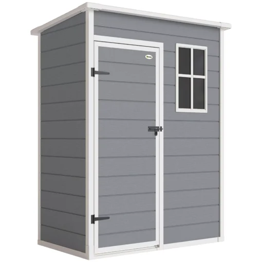 Outsunny Sodo Namelis Plastikinis 1,14m² 151 x 92 x 193cm Su Nameliu Stogeliu Grindys Langas Pilkas